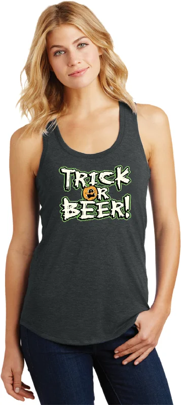 Low Prices Ladies Halloween Tank Top Trick or Beer Racerback