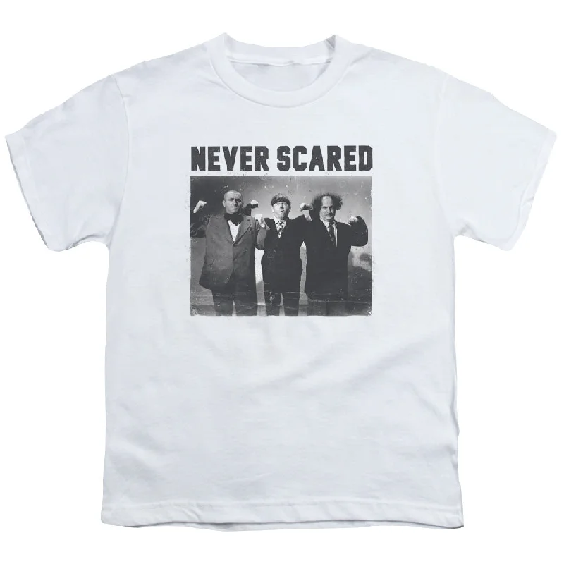 Special Discount Three Stooges Kids T-Shirt Never Scared White Tee