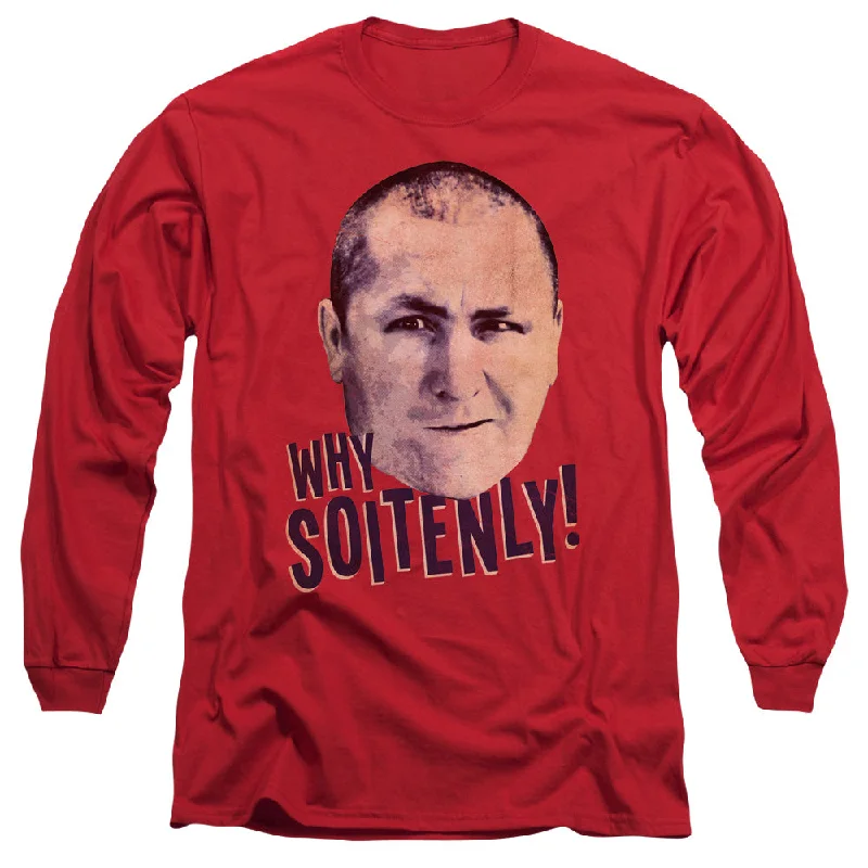 Limited Time Three Stooges Long Sleeve T-Shirt Curly Why Soitenly Red Tee