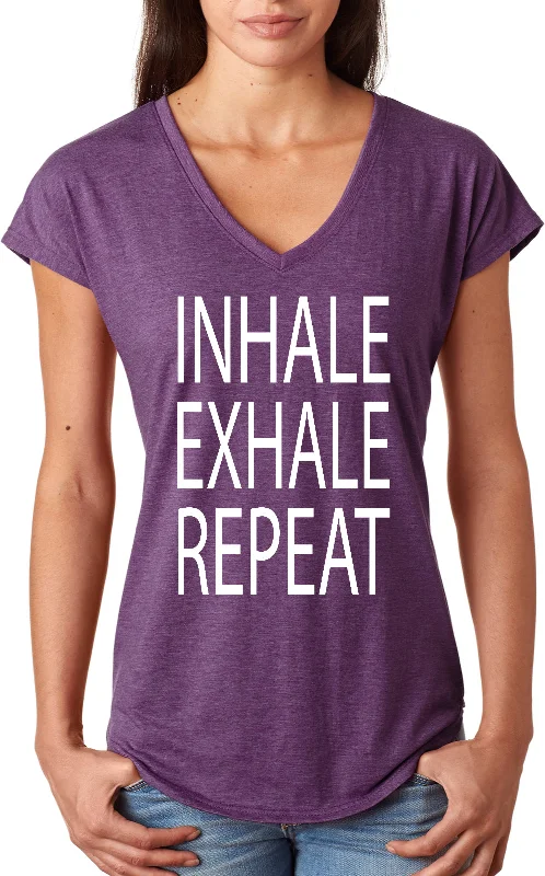 Overstock Sale Inhale Exhale Repeat Triblend V-neck Yoga Tee Shirt