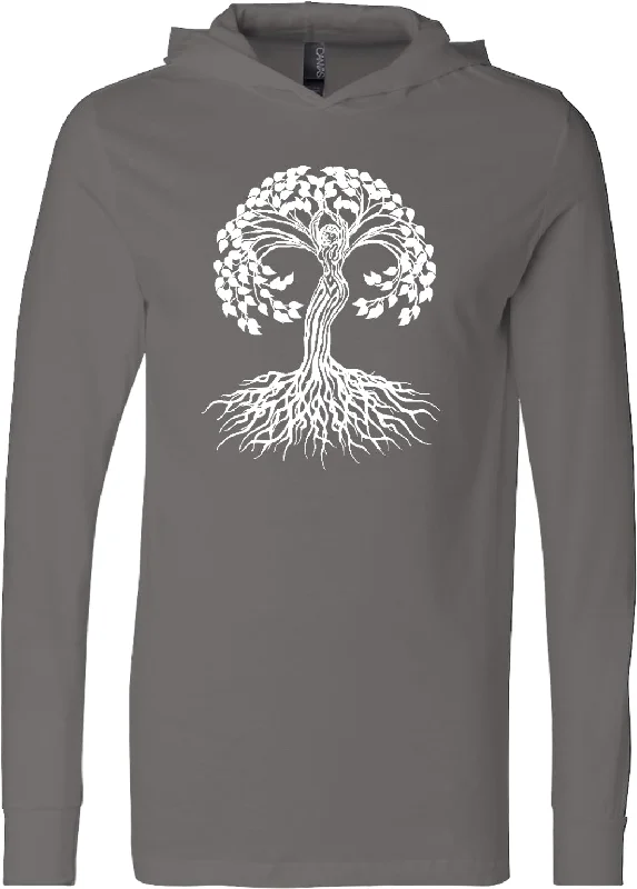 New Markdowns White Celtic Tree Lightweight Yoga Hoodie Tee Shirt