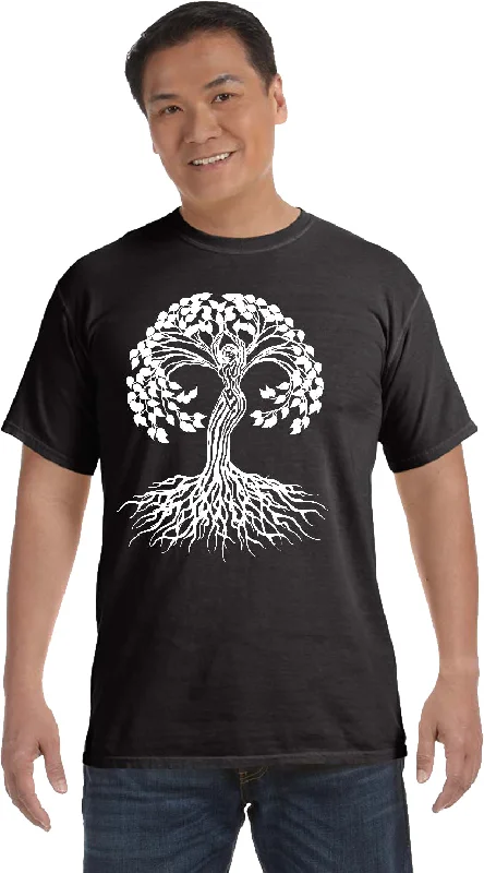 Massive Deals White Celtic Tree Pigment Dye Yoga Tee Shirt